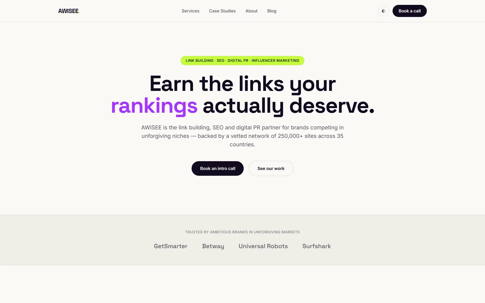 Awisee landing page