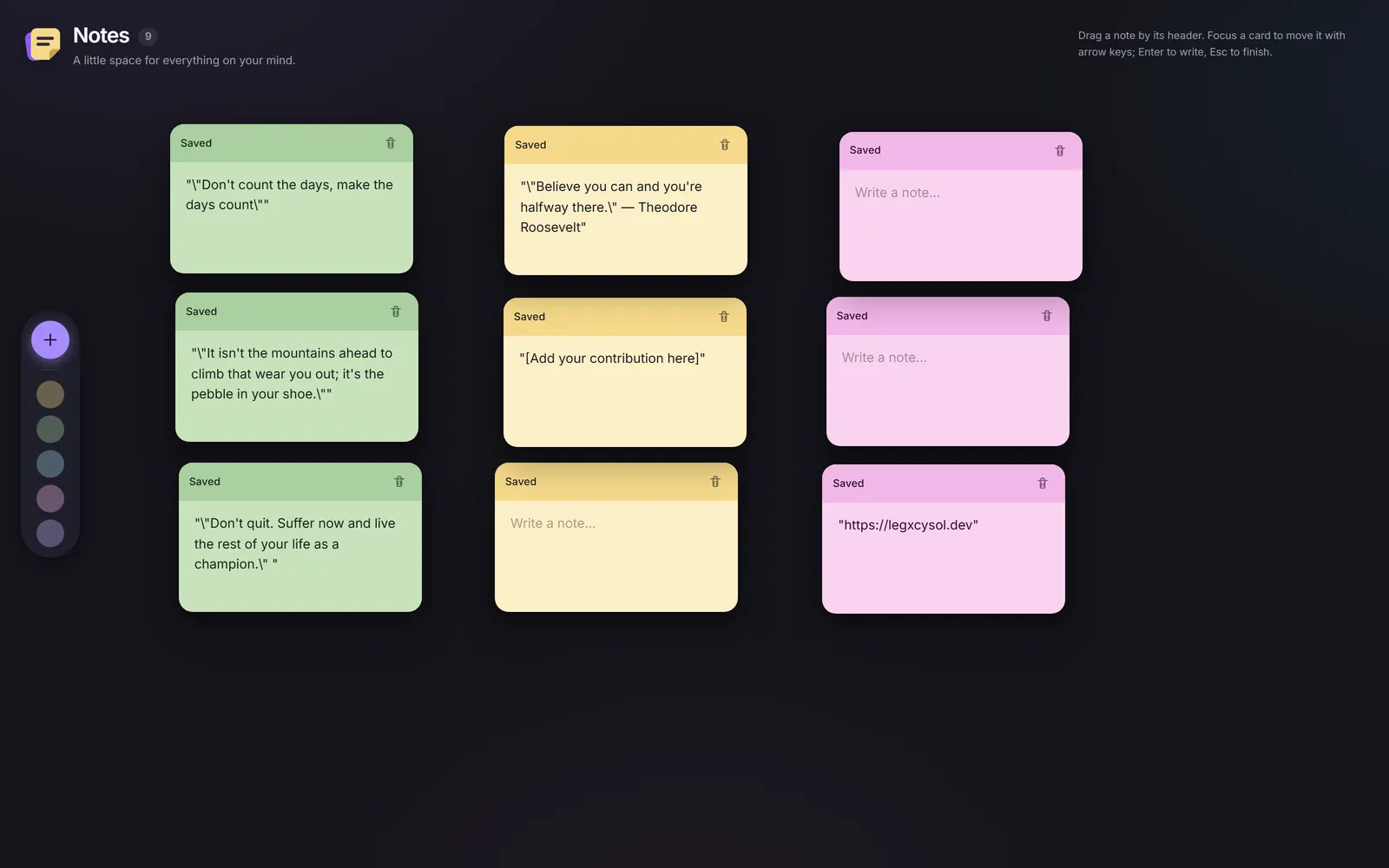 Not3s landing page